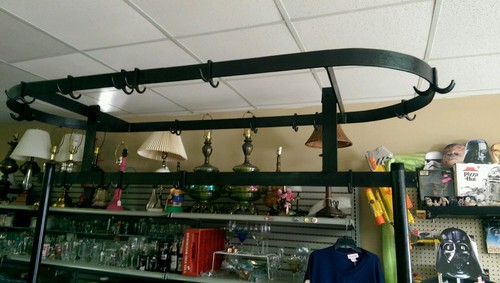 Vintage Butcher Block Table vintage pot rack