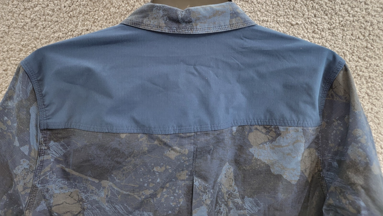 Bass Outdoor Ripstop Utility Shacket Men's S Navy Blazer Rock Camo Snap Closure - Picture 14 of 19