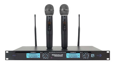 Rockville RWM23UA UHF Wireless Pro Rack Mount Dual Microphone System/20 Channel