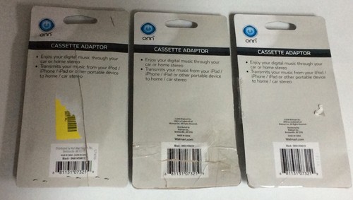 Lot Of 3 Onn Cassette Adaptor ONA14TA019