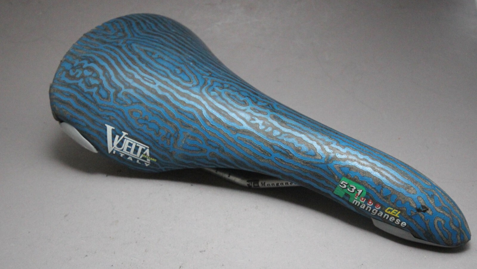 Selle Bassano Vuelta Gel Saddle / Blue Zebra / 1980s / Alloy Selle Bassano Vuelta Gel Saddle / Blue Zebra / 1980s / Alloy