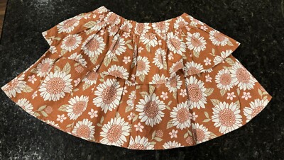 New - Carters Toddler Girls 4T Sunflower Skirt Brown 2 Tiers