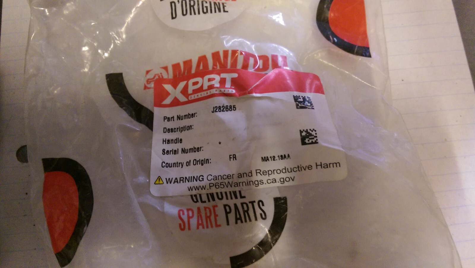 J282685 XPRT HANDLE - Picture 2 of 2
