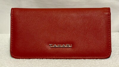 TAHARI Cutie Pie Slim Clutch Small Textured RED Card Holder Wallet NEW
