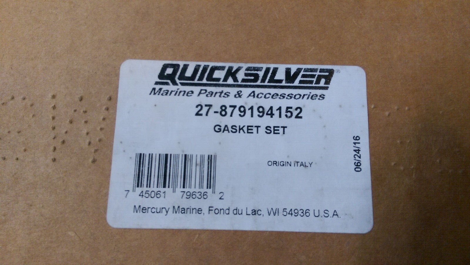INCOMPLETE 27-879194152 MERCURY GASKET SET CUMMINS/MERCRUISER DIESEL QSD-4.2L - Picture 2 of 6