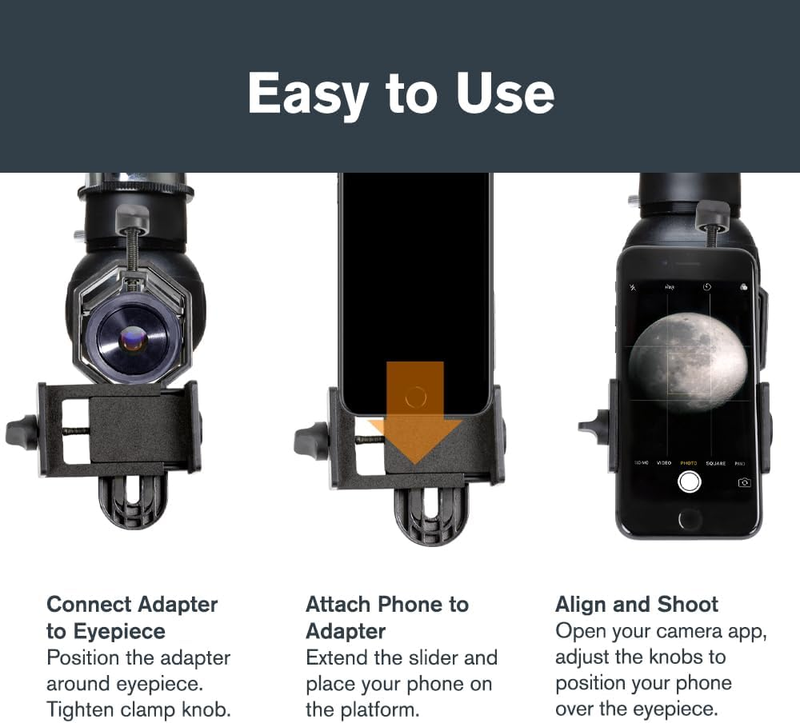 81035 Basic Smartphone Adapter 1.25" Capture Your Discoveries, Black