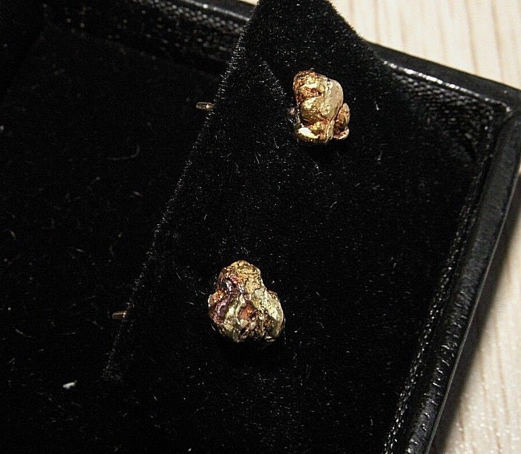 Natural Gold Nugget Earrings from Atlin BC, 1.54 Grams