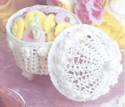 Footed Candy or Trinket Dish crochet PATTERN INSTRUCTIONS