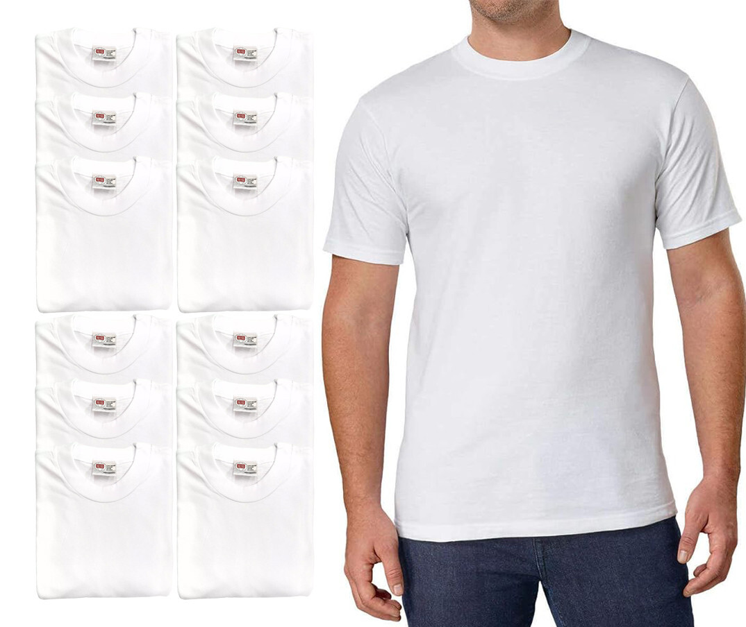 Мужские классические белые хлопковые майки BYC с круглым вырезом, упаковка из 12 футболок