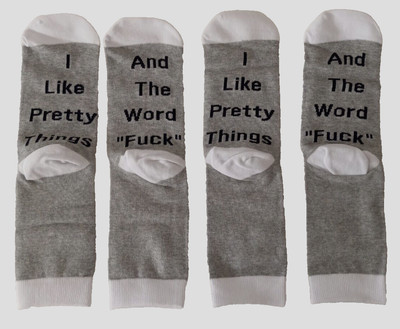 2 PAIR - Women's ''I Like Pretty Things and the Word Fxxx'' Funny Sarcastic socks
