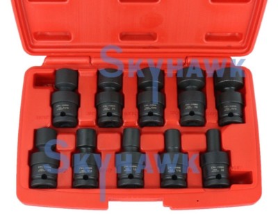 10-pc Metric 1/2''-dr UNIVERSAL SWIVEL SHALLOW IMPACT SOCKET SET