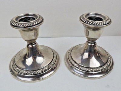 GORHAM Sterling Silver Candlesticks Candle Holders Gadrooned Border Decor #667
