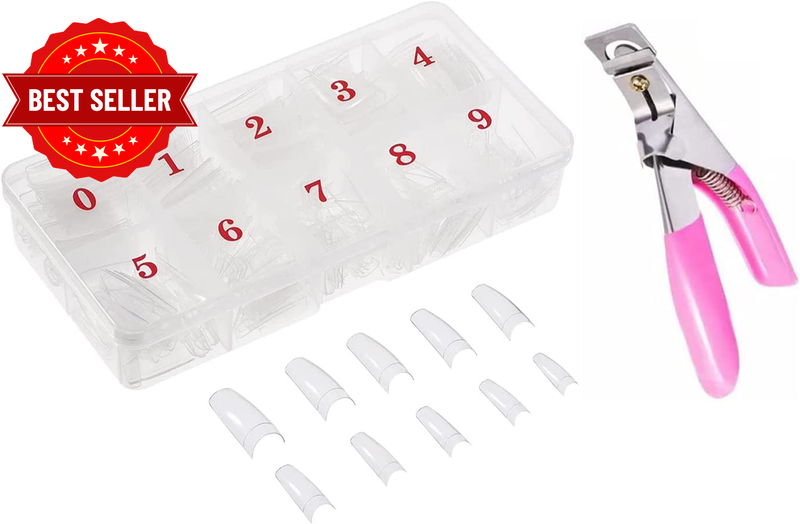 500PCS Clear False Nails Tips and Acrylic Nail Clipper Set Nail Tip Clipper Cutt