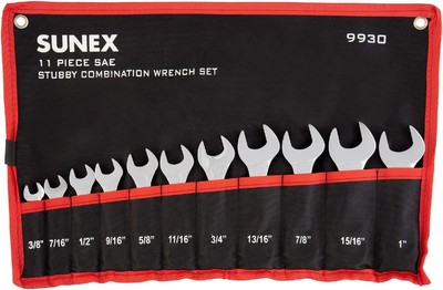 Sunex Tools 9930 SAE Stubby Combination Wrench Set 1.9 Pounds Fully Polished