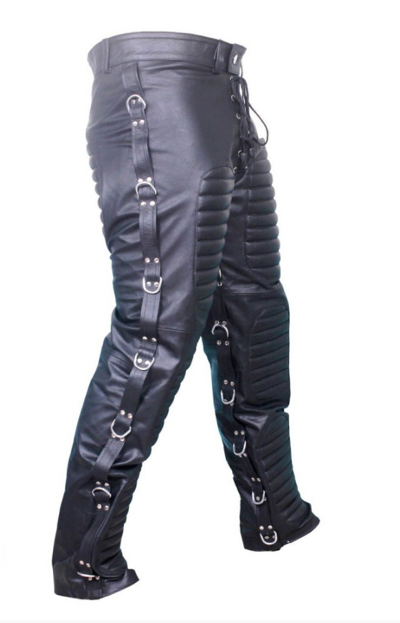 Pre-owned Plush Real Leather Mens Black Jeans Goth Clubwear Most Sizes Available