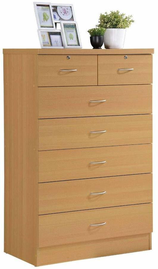 Chest Of Drawers Tall Wooden Bedroom Dresser Birch Modern Tallboy