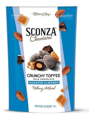 Sconza Crunchy Toffee Milk Chocolate Roasted Almonds BB:08/31/24