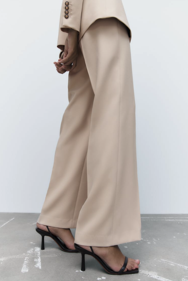 N°21 Women Straight Pants B052 31672180 BEIGE ZARA WOMEN NWT MENSWEAR STYLE SEAMED STRAIGHT LEG PANTS