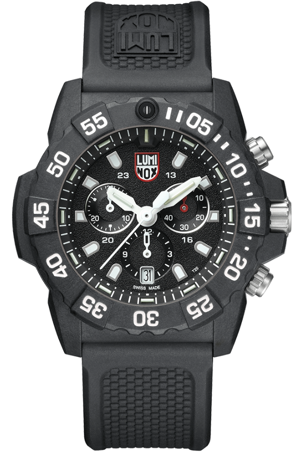 Pre-owned Luminox Navy Seal Chronograph Black Dial Silicone Strap Men's Watch Xs.3581