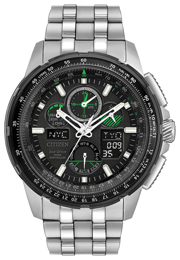 Citizen Eco-Drive Men's Skyhawk A-T Black Dial Silver-Tone 47mm Watch JY8051-59E | eBay