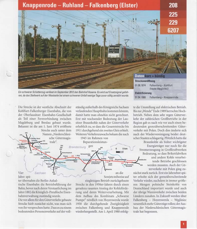 Archiv Der Deutschen Eisenbahnstrecken Kbs 208 Knappenrode - Falkenberg (Elster)