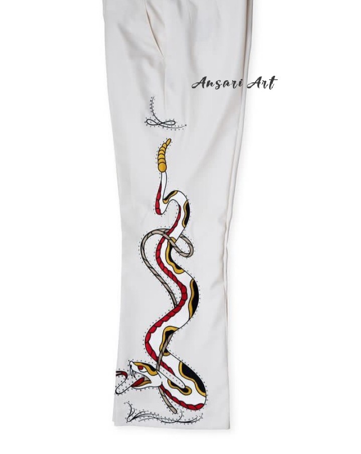 Pre-owned Art Men White 2pc Bespoke Country Western Suit Vintage Embroidered Designer Wedding