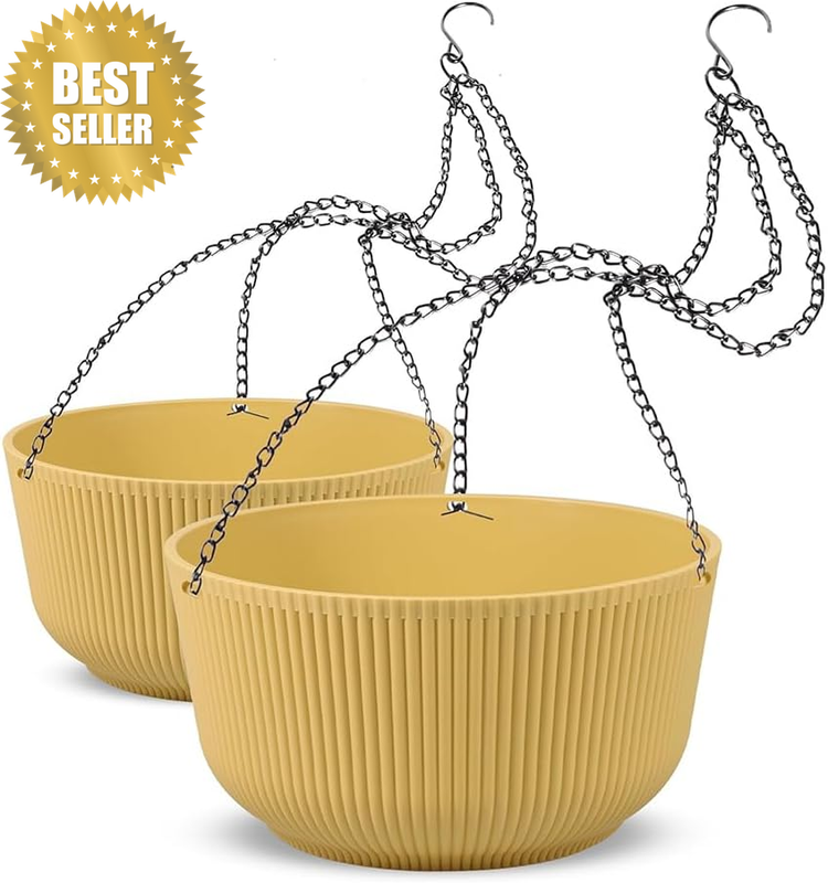2Pcs Hanging Planters, Plant Hanger with Drainage Hole, Self Watering Hanging Ba