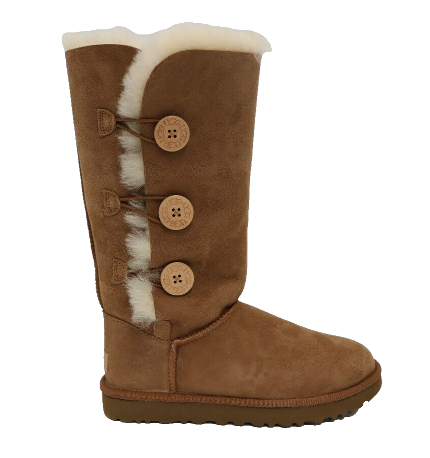 

UGG Bailey Button Triplet II Женские ботинки из каштановой замши на подкладке из шерпы 1016227, Каштан, UGG Australia Bailey Button