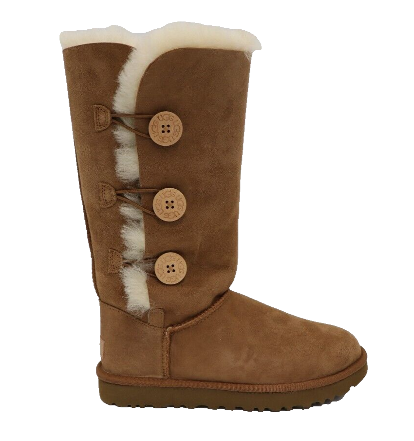 UGG Bailey Button Triplet II Женские ботинки из каштановой замши на подкладке из шерпы 1016227