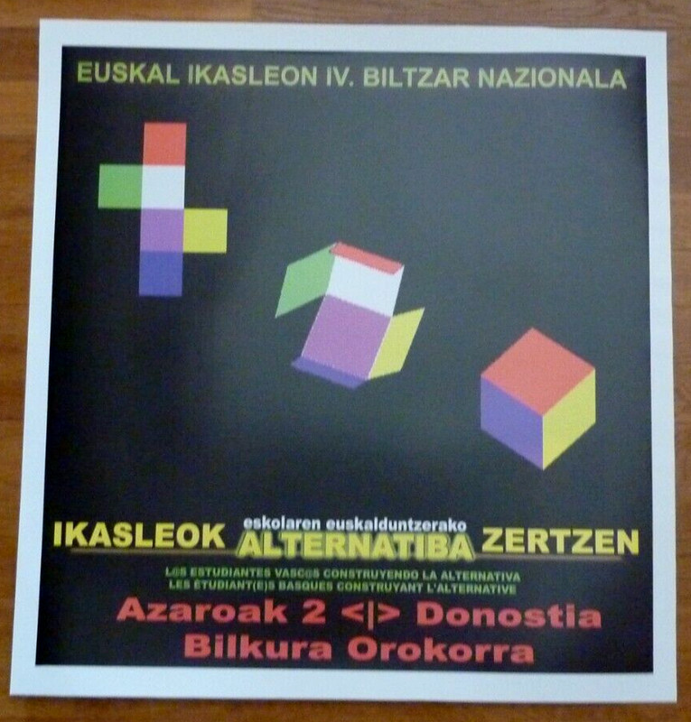 Affiche Entoilee Euskal Ikasleon Iv Biltzar Nazionala Basque Vasco