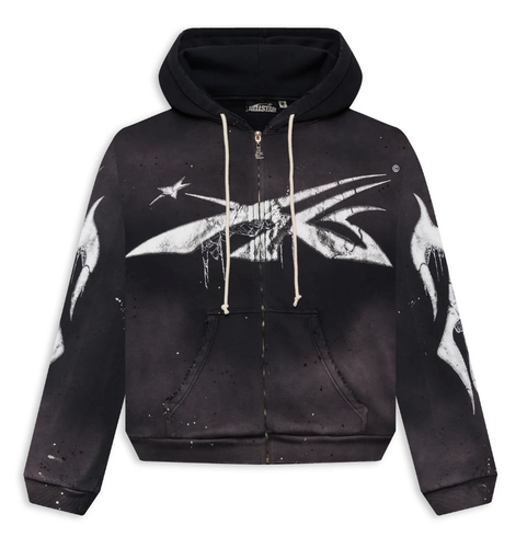 Pre-owned Hellstar Studios Halloween Sport Logo Zip Up Hooded Sweatshirt Black