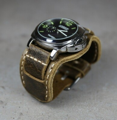 Bund strap, Leather watch cuff 18-24mm Brown Handmade leather watch band Aviator