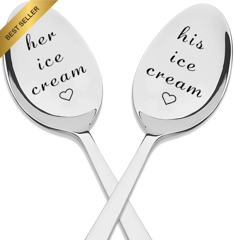 His and Hers Ice Cream Spoons Set of 2 Boyfriend Girlfriend Birthday Valentines
