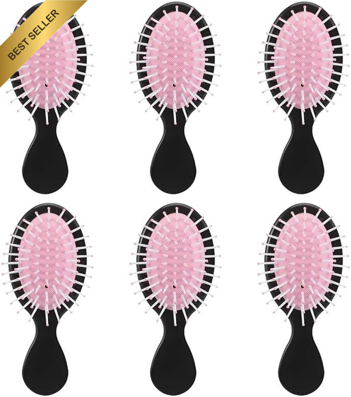 Small Detangler Pocket Paddle Hair Brushes with Soft Bristle, 6Pcs Mini Wet Hair