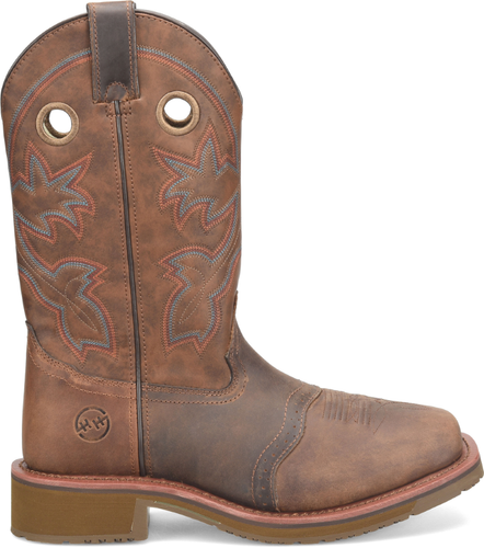 Pre-owned Double-h Boots Men's Antonio 13" Wide Square Toe Roper Non-metallic Soft Toe Wor In Light Brow