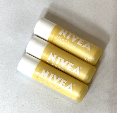 Nivea Lip Care Milk & Honey Set of 3 NEW SEALED Full Size