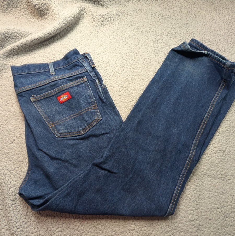 Dickie's Men's Blue Denim Jeans Pants, Regular Fit Size 36x32 Workwear Broken In