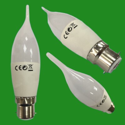 6x 5W C37 BC B22 LED Bent Tip Candle Light Bulb 6500K Daylight White Bayonet Cap