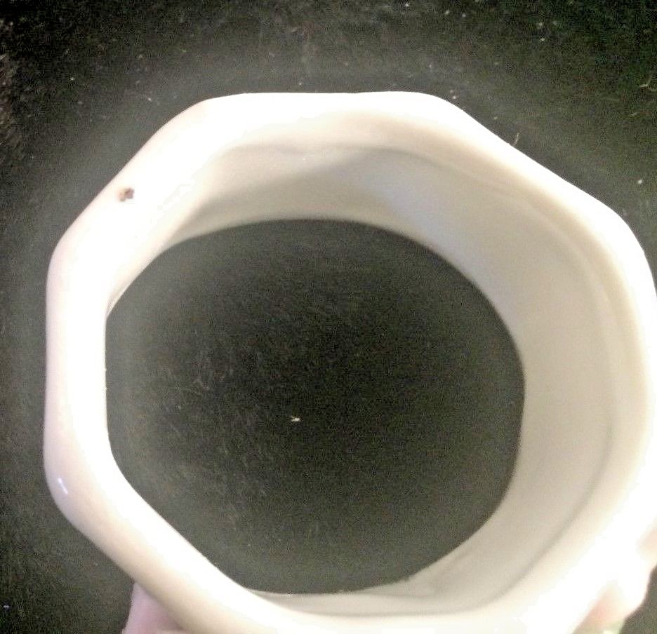 6 Vintage Bone China Napkin Ring Holders, White