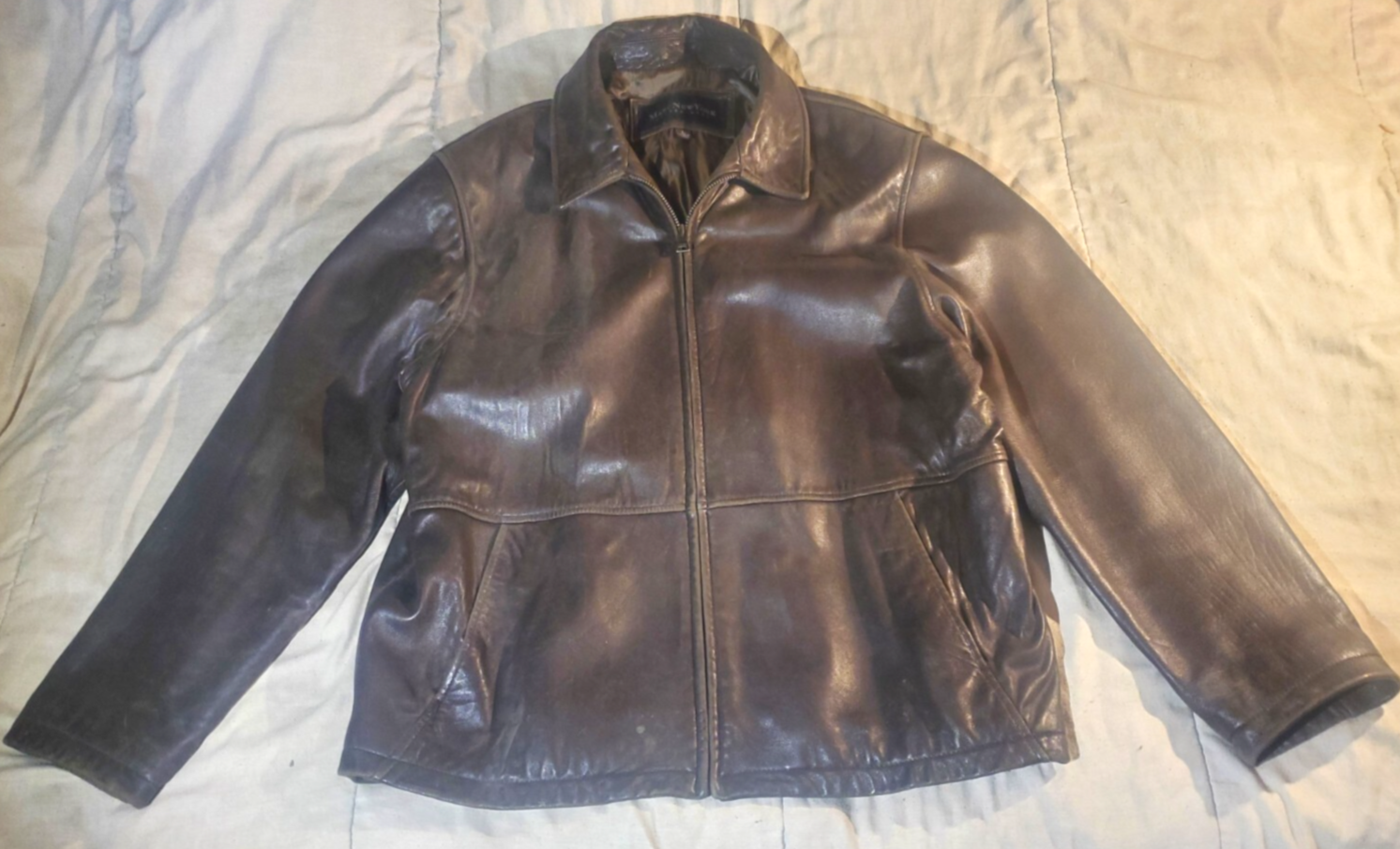 Vintage Andrew Marc New York Brown Leather Zip Up Jacket