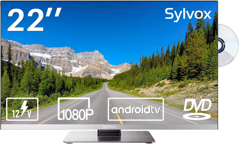 RV TV, 22 Inches 12/24V 1080P Full HD Small Android Smart TV, Built-In APP Store