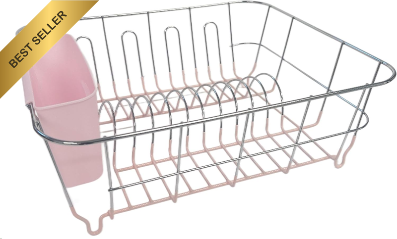 Dish Drying Rack & Cutlery Holder 2 Piece Set - Compact Sink-Fitting Dish Draine