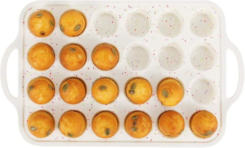 Silicone Mini Muffin Pan, 24 Cups Nonstick Mini Muffin Tray for Baking, Silicone