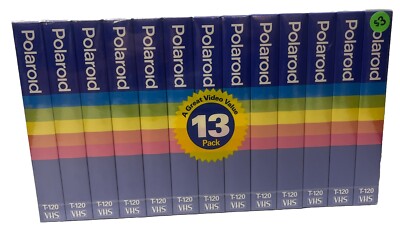 Sealed Pack of 13 Polaroid Supercolor Plus VHS T-120 Video Cassette Tapes Blank
