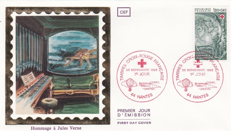 L2111 - Enveloppe 1er Jour France - Croix Rouge - Hommage Jules Verne  - 1982