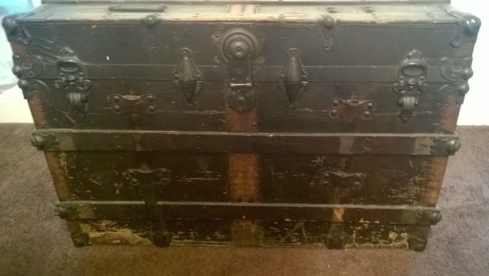 Antique Flat Top Steamer Trunk