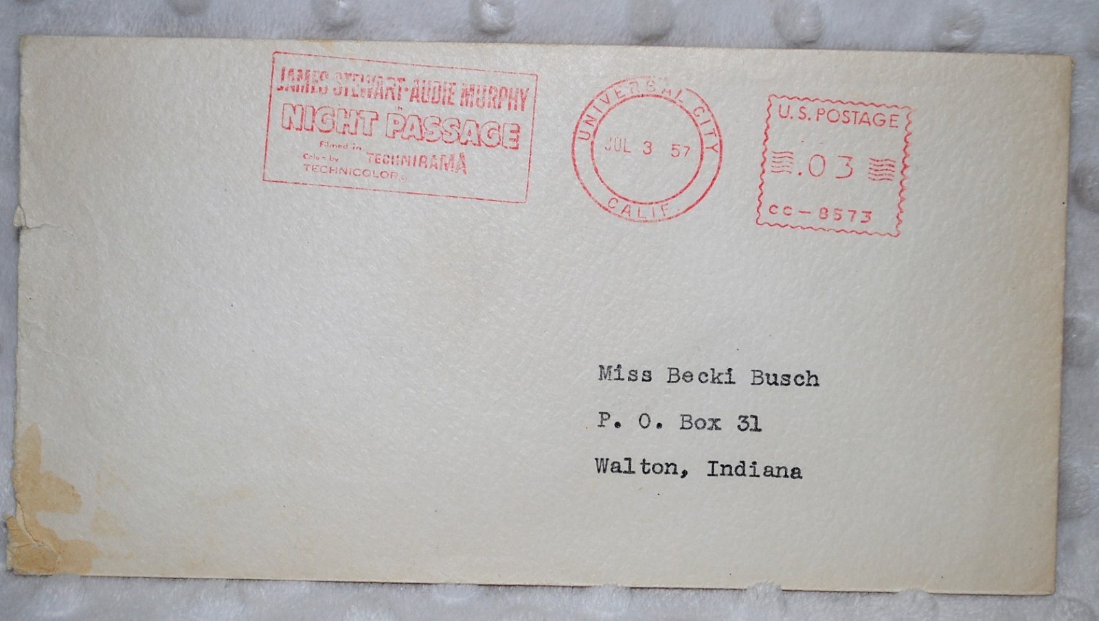 Audie Murphy Signed Typed Letter on Stationary w/ Envelope 1957