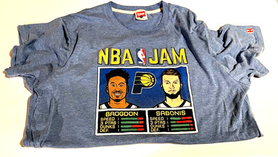 NBA Jam Indiana Pacers Blue T Shirt Brogdon and Sabonis Size XL by Homage