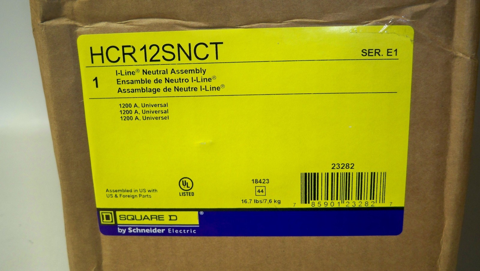 *NEW* Square D HCR12SNCT I-Line Neutral Assembly with Schneider BBV55132