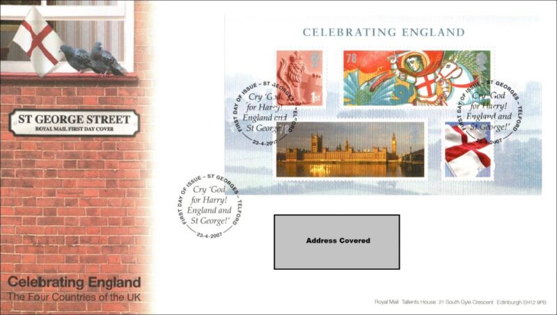 2007 Celebrating England FDC St Georges Telford SHS First Day Cover